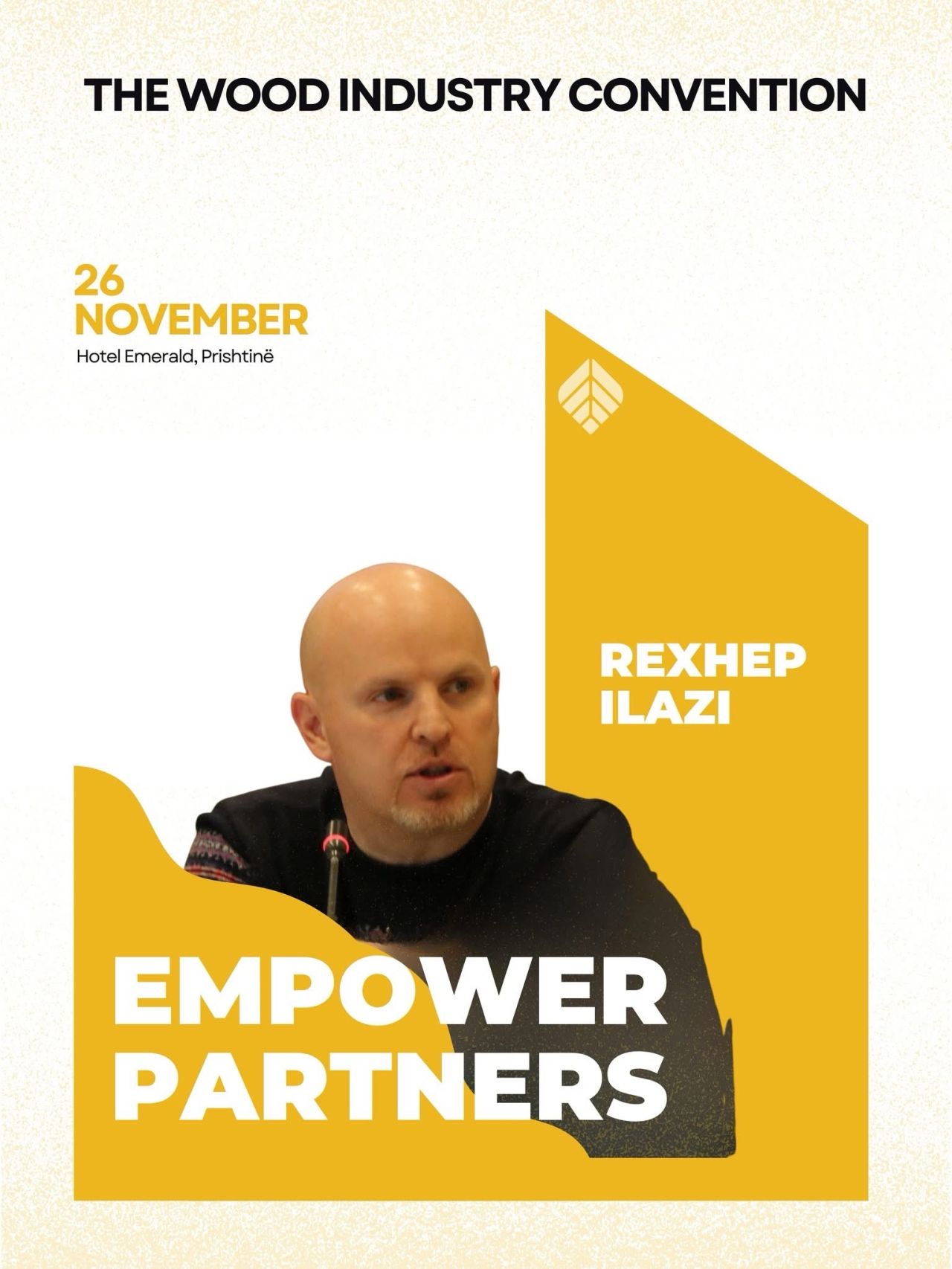 Rexhep Ilazi speaking at an industry event